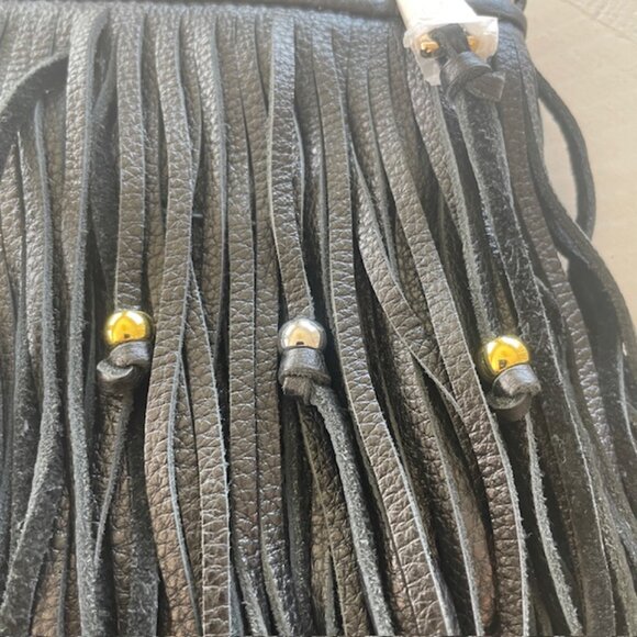 REBECCA MINKOFF FINN BEADED FRINGED CROSSBODY BLACK NWT - Picture 6 of 10